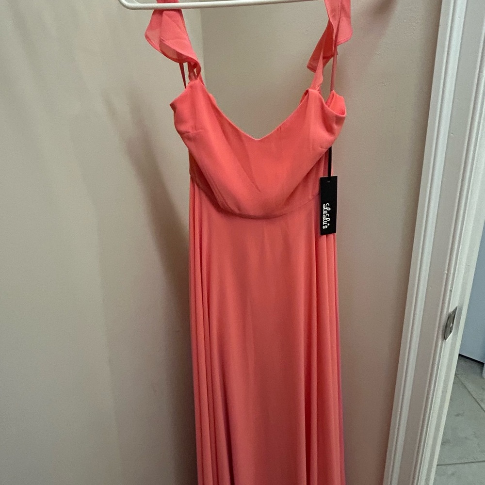 Lulu's Strapless Coral Maxi Dress